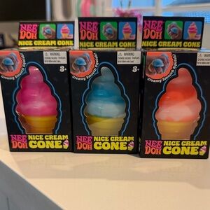 Nee Doh Nice Cream Cone Squishy Toy - Pink, Blue, Orange